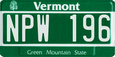VT license plate NPW196