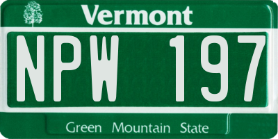 VT license plate NPW197