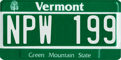 VT license plate NPW199