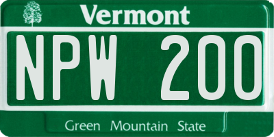 VT license plate NPW200
