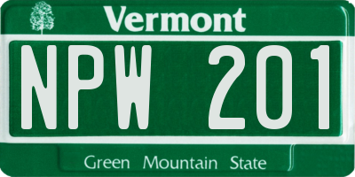 VT license plate NPW201