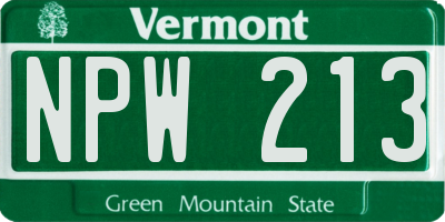 VT license plate NPW213