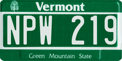 VT license plate NPW219