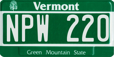 VT license plate NPW220