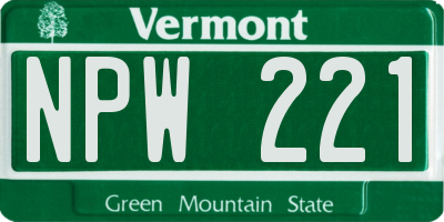 VT license plate NPW221