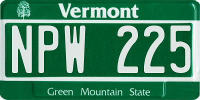 VT license plate NPW225