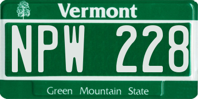 VT license plate NPW228
