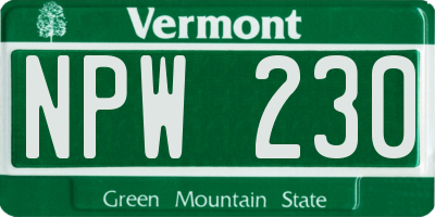 VT license plate NPW230