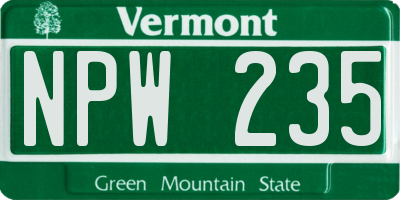 VT license plate NPW235