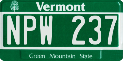 VT license plate NPW237