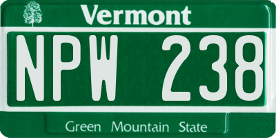 VT license plate NPW238