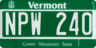 VT license plate NPW240