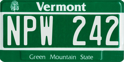 VT license plate NPW242