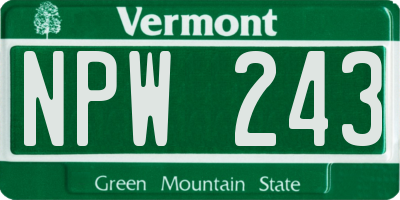 VT license plate NPW243