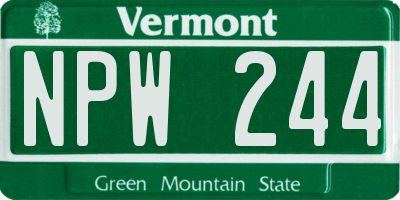 VT license plate NPW244