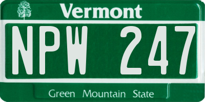 VT license plate NPW247