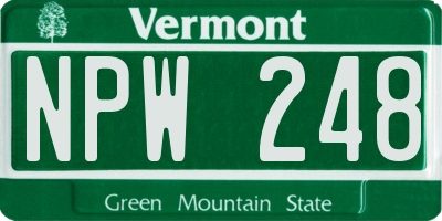 VT license plate NPW248