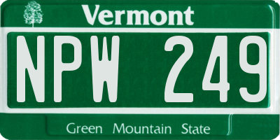 VT license plate NPW249