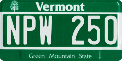 VT license plate NPW250