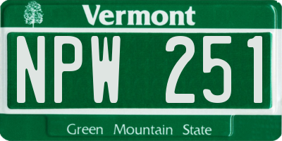 VT license plate NPW251