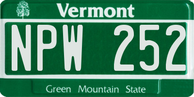 VT license plate NPW252
