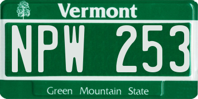 VT license plate NPW253