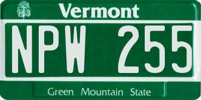 VT license plate NPW255
