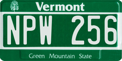 VT license plate NPW256