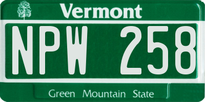 VT license plate NPW258
