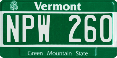 VT license plate NPW260
