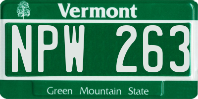 VT license plate NPW263