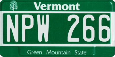VT license plate NPW266