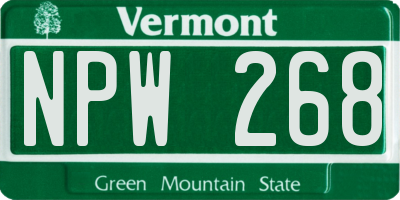 VT license plate NPW268