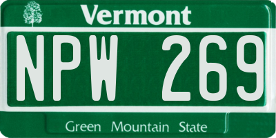 VT license plate NPW269
