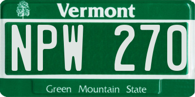 VT license plate NPW270