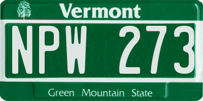 VT license plate NPW273