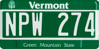 VT license plate NPW274