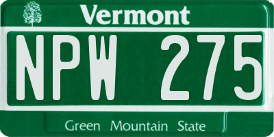 VT license plate NPW275