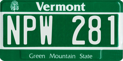 VT license plate NPW281