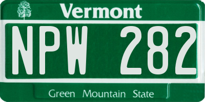 VT license plate NPW282