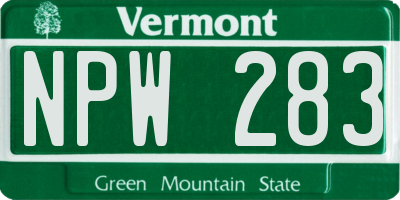 VT license plate NPW283