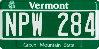 VT license plate NPW284