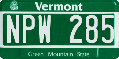 VT license plate NPW285