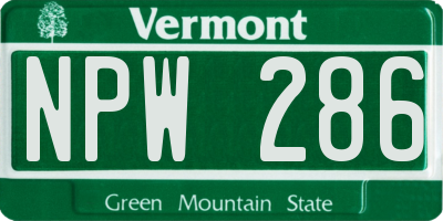 VT license plate NPW286