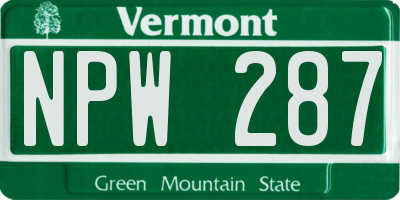 VT license plate NPW287
