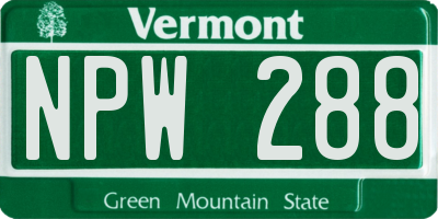 VT license plate NPW288