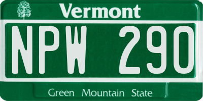 VT license plate NPW290