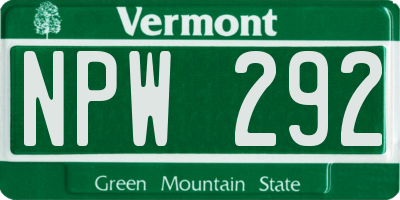 VT license plate NPW292