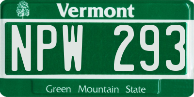 VT license plate NPW293