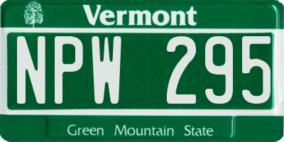 VT license plate NPW295